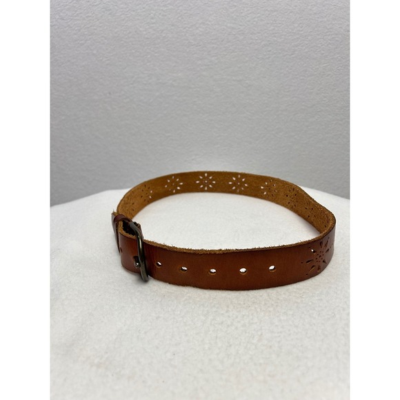American Eagle Outfitters Womens Genuine Leather Brown Flower Belt XS TP - Picture 5 of 8